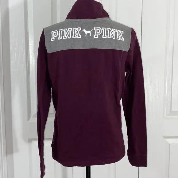 PINK 3/4 zip Sweatshirt size Small - Picture 5 of 8